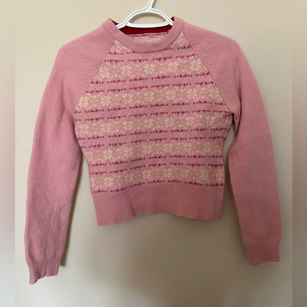 pink floral wool sweater